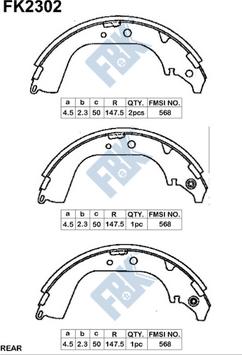 FBK FK2302 - Комплект тормозных колодок, барабанные autospares.lv