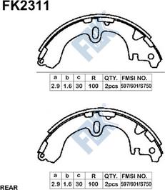 FBK FK2311 - Комплект тормозных колодок, барабанные autospares.lv