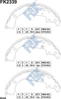 FBK FK2339 - Комплект тормозных колодок, барабанные autospares.lv