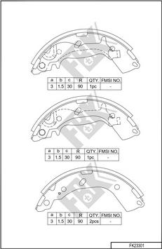 FBK FK23301 - Комплект тормозных колодок, барабанные autospares.lv