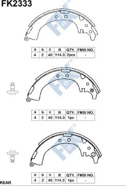 FBK FK2333 - Комплект тормозных колодок, барабанные autospares.lv