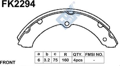 FBK FK2294 - Комплект тормозных колодок, барабанные autospares.lv