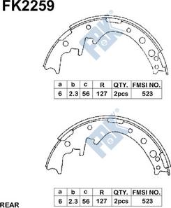 FBK FK2259 - Комплект тормозных колодок, барабанные autospares.lv