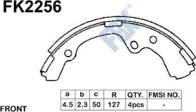 FBK FK2256 - Комплект тормозных колодок, барабанные autospares.lv