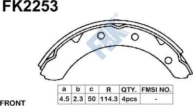 FBK FK2253 - Комплект тормозных колодок, барабанные autospares.lv