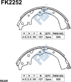 FBK FK2252 - Комплект тормозных колодок, барабанные autospares.lv