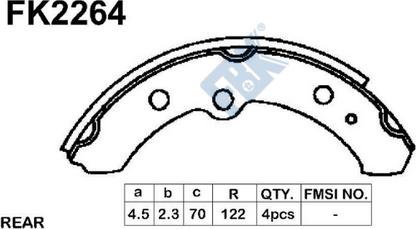 FBK FK2264 - Комплект тормозных колодок, барабанные autospares.lv