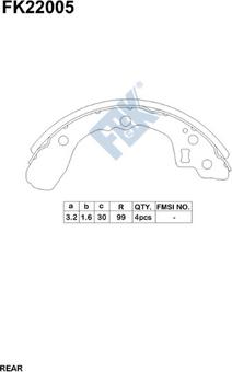 FBK FK22005 - Комплект тормозных колодок, барабанные autospares.lv