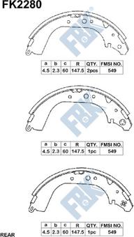 FBK FK2280 - Комплект тормозных колодок, барабанные autospares.lv