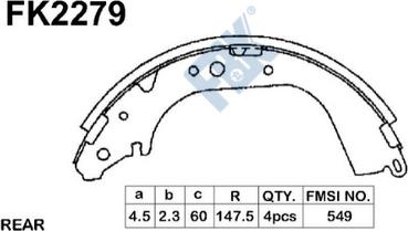 FBK FK2279 - Комплект тормозных колодок, барабанные autospares.lv