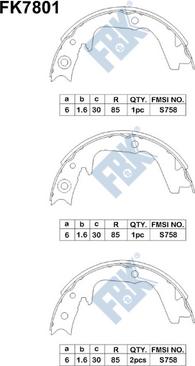 FBK FK7801 - Комплект тормозных колодок, барабанные autospares.lv