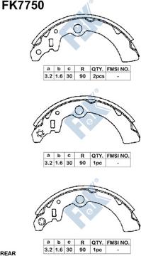 FBK FK7750 - Комплект тормозных колодок, барабанные autospares.lv