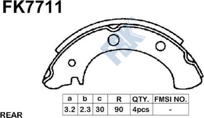 FBK FK7711 - Комплект тормозных колодок, барабанные autospares.lv