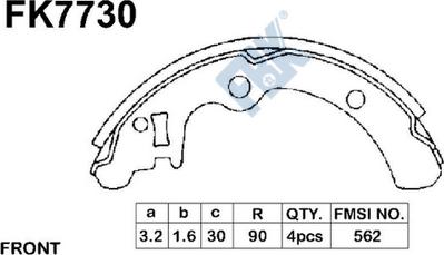 FBK FK7730 - Комплект тормозных колодок, барабанные autospares.lv