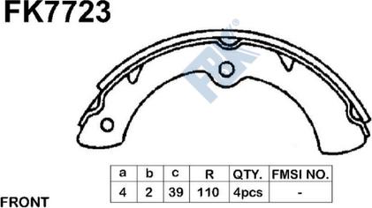 FBK FK7723 - Комплект тормозных колодок, барабанные autospares.lv