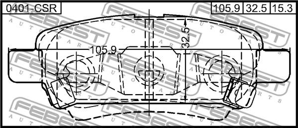 Febest 0401-CSR - Тормозные колодки, дисковые, комплект autospares.lv