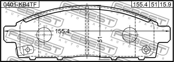 Febest 0401-KB4TF - Тормозные колодки, дисковые, комплект autospares.lv