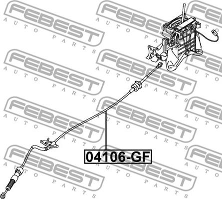 Febest 04106-GF - Трос, автоматическая коробка передач autospares.lv