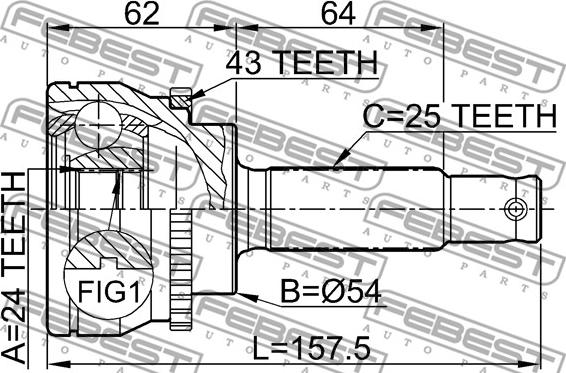 Febest 0410-033A43 - Шарнирный комплект, ШРУС, приводной вал autospares.lv