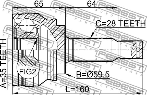 Febest 0410-CW5 - Шарнирный комплект, ШРУС, приводной вал autospares.lv