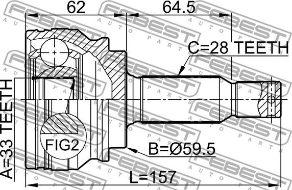 Febest 0410-CY34 - Шарнирный комплект, ШРУС, приводной вал autospares.lv