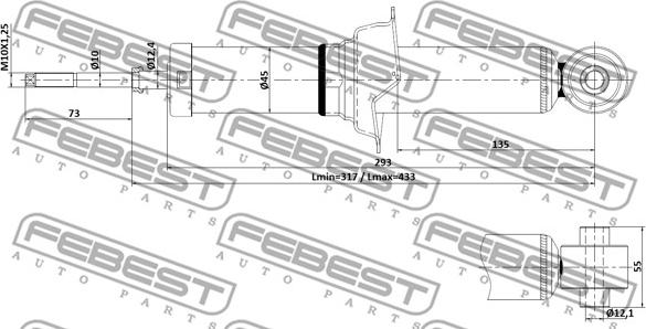 Febest 04110-008R - Амортизатор autospares.lv