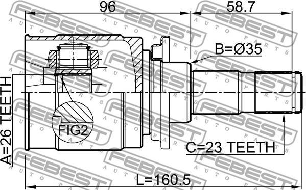 Febest 0411-CWR - Шарнирный комплект, ШРУС, приводной вал autospares.lv