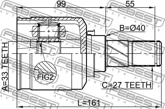 Febest 0411-CY34AT - Шарнирный комплект, ШРУС, приводной вал autospares.lv