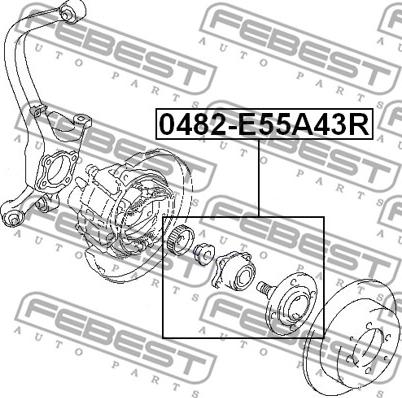 Febest 0482-E55A43R - Ступица колеса, поворотный кулак autospares.lv