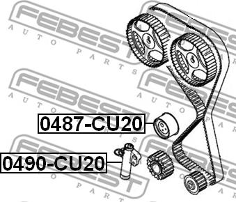 Febest 0487-CU20 - Натяжной ролик, зубчатый ремень ГРМ autospares.lv