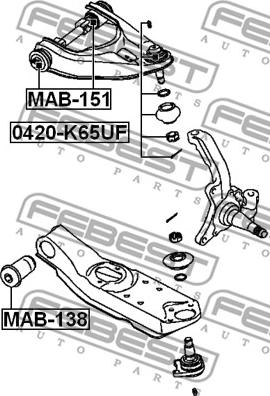 Febest 0420-K65UF - Шаровая опора, несущий / направляющий шарнир autospares.lv