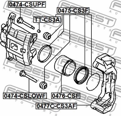 Febest 0474-CSUPF - Направляющий болт, корпус скобы тормоза autospares.lv