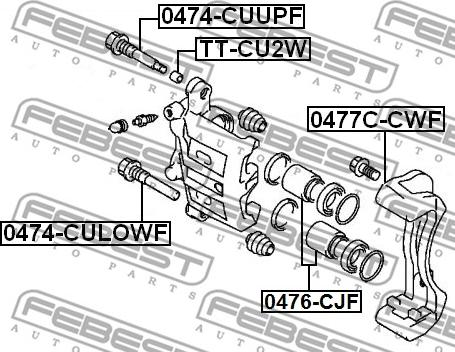 Febest 0476-CJF - Поршень, корпус скобы тормоза autospares.lv