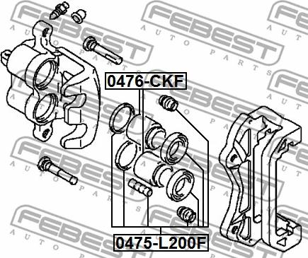 Febest 0475-L200F - Ремкомплект, тормозной суппорт autospares.lv