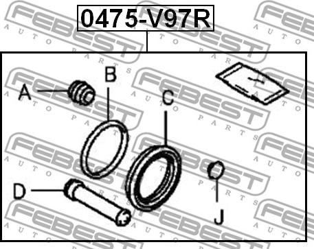 Febest 0475-V97R - Ремкомплект, тормозной суппорт autospares.lv