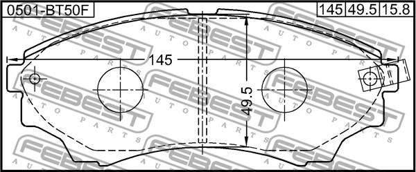 Febest 0501-BT50F - Тормозные колодки, дисковые, комплект autospares.lv