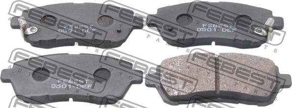 Febest 0501-DEF - Тормозные колодки, дисковые, комплект autospares.lv