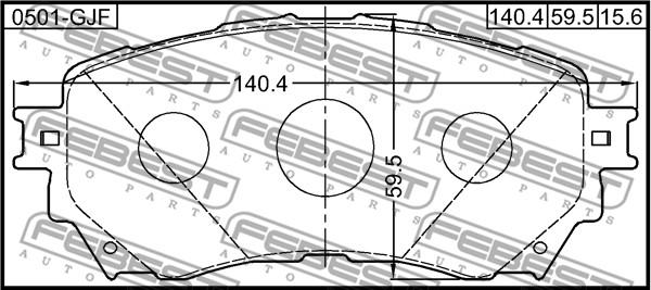 Febest 0501-GJF - Тормозные колодки, дисковые, комплект autospares.lv