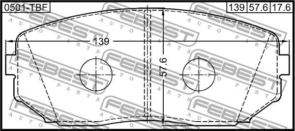 Febest 0501-TBF - Тормозные колодки, дисковые, комплект autospares.lv