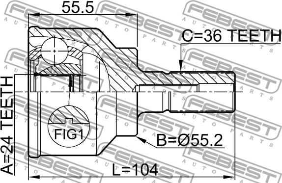 Febest 0510-043 - Шарнирный комплект, ШРУС, приводной вал autospares.lv