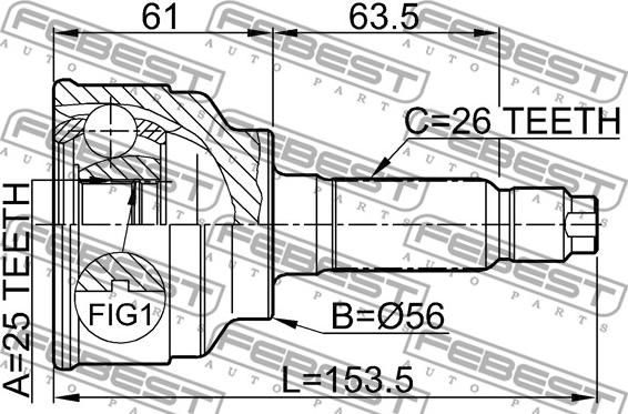 Febest 0510-006 - Шарнирный комплект, ШРУС, приводной вал autospares.lv