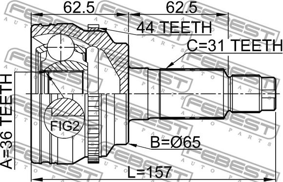 Febest 0510-CX7A44 - Шарнирный комплект, ШРУС, приводной вал autospares.lv