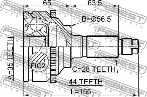 Febest 0510-MPVLW3A44 - Шарнирный комплект, ШРУС, приводной вал autospares.lv