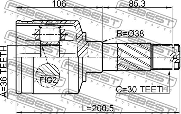 Febest 0511-BT50RH - Шарнирный комплект, ШРУС, приводной вал autospares.lv