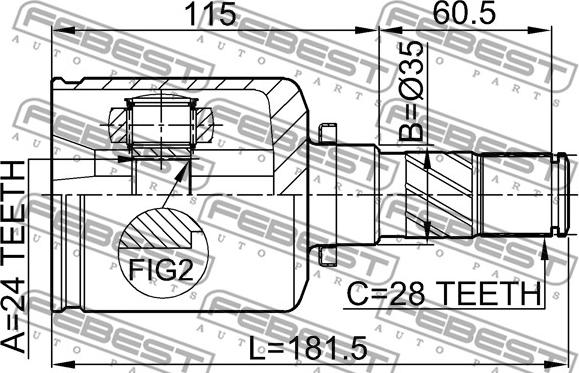 Febest 0511-MZ5ATLH - Шарнирный комплект, ШРУС, приводной вал autospares.lv