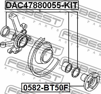 Febest DAC47880055-KIT - Подшипник ступицы колеса autospares.lv