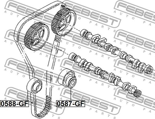 Febest 0588-GF - Направляющий ролик, зубчатый ремень ГРМ autospares.lv