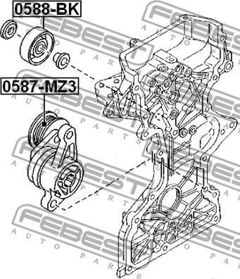 Febest 0588-BK - Ролик, поликлиновый ремень autospares.lv