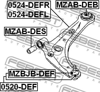 Febest 0524-DEFR - Рычаг подвески колеса autospares.lv