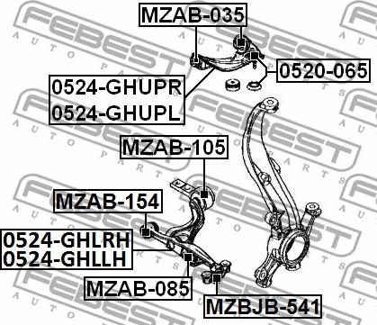 Febest 0520-065 - Шаровая опора, несущий / направляющий шарнир autospares.lv